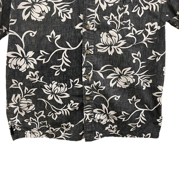 Cooke Street Button Up Hawaiian ShirtMens Sz M Black White Floral - Picture 6 of 12